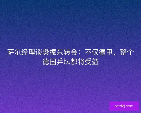 萨尔经理谈樊振东转会：不仅德甲，整个德国乒坛都将受益